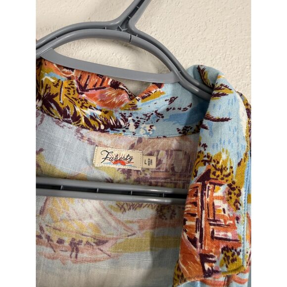 Faherty Womens Blue Travel Pattern Dress L Resortwear Vacation Cruise Tropical - Picture 4 of 7